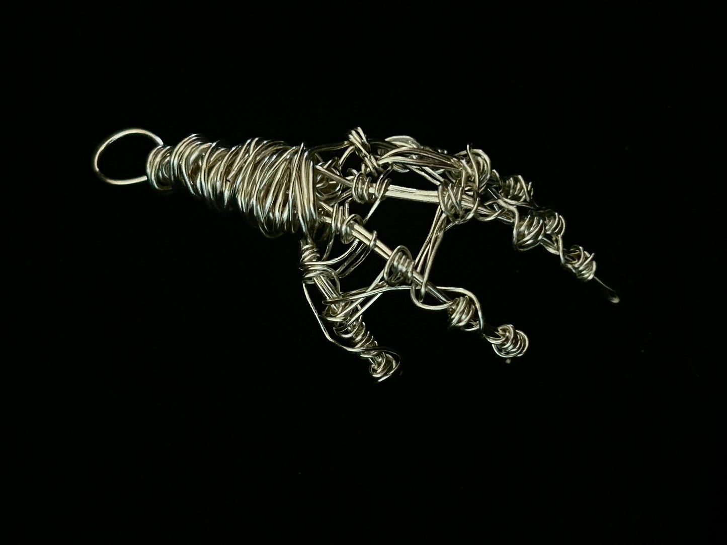 Wire Skeleton Hand Pendant - Silver - Small