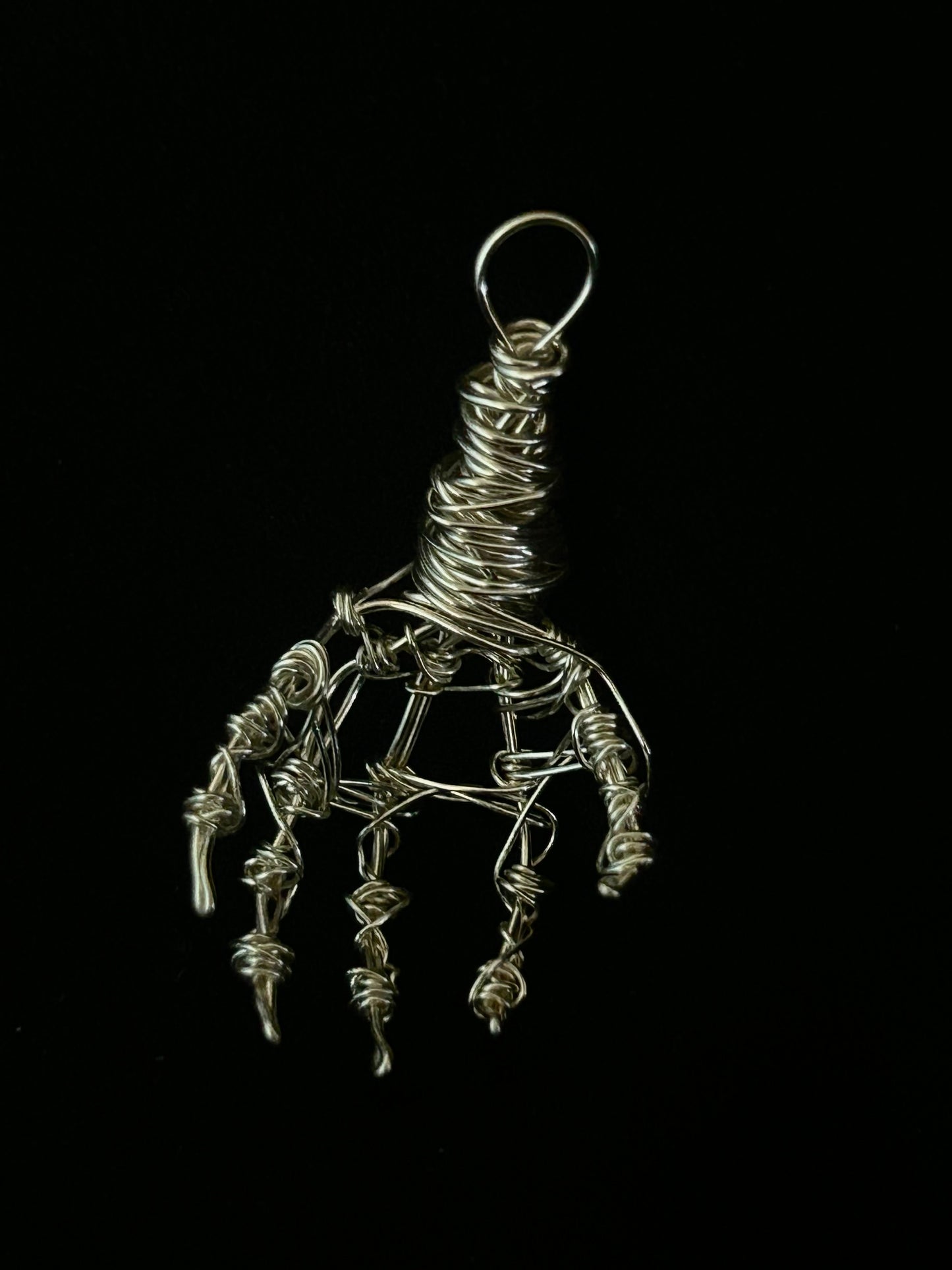 Wire Skeleton Hand Pendant - Silver - Small