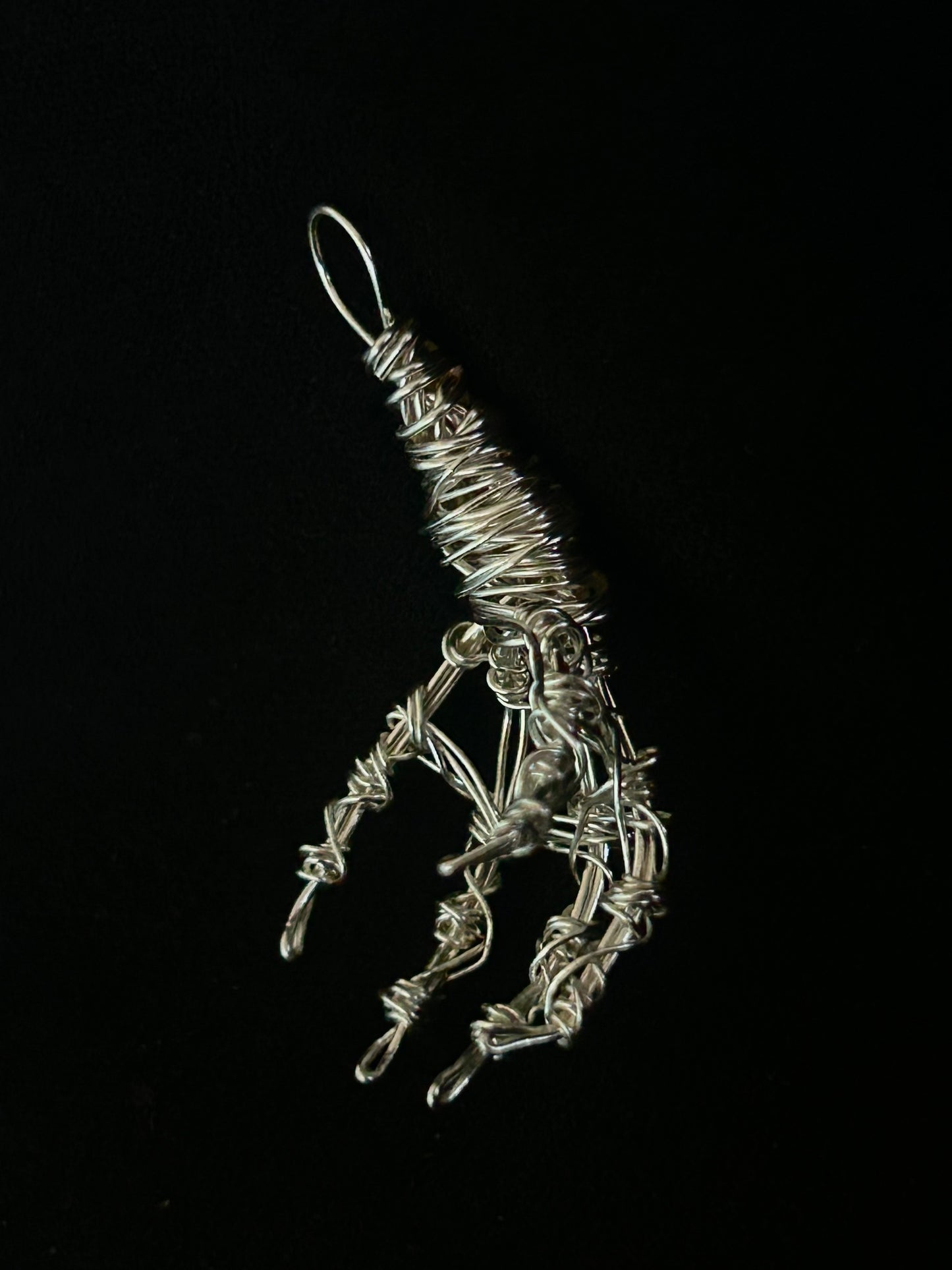 Wire Skeleton Hand Pendant - Silver - Small