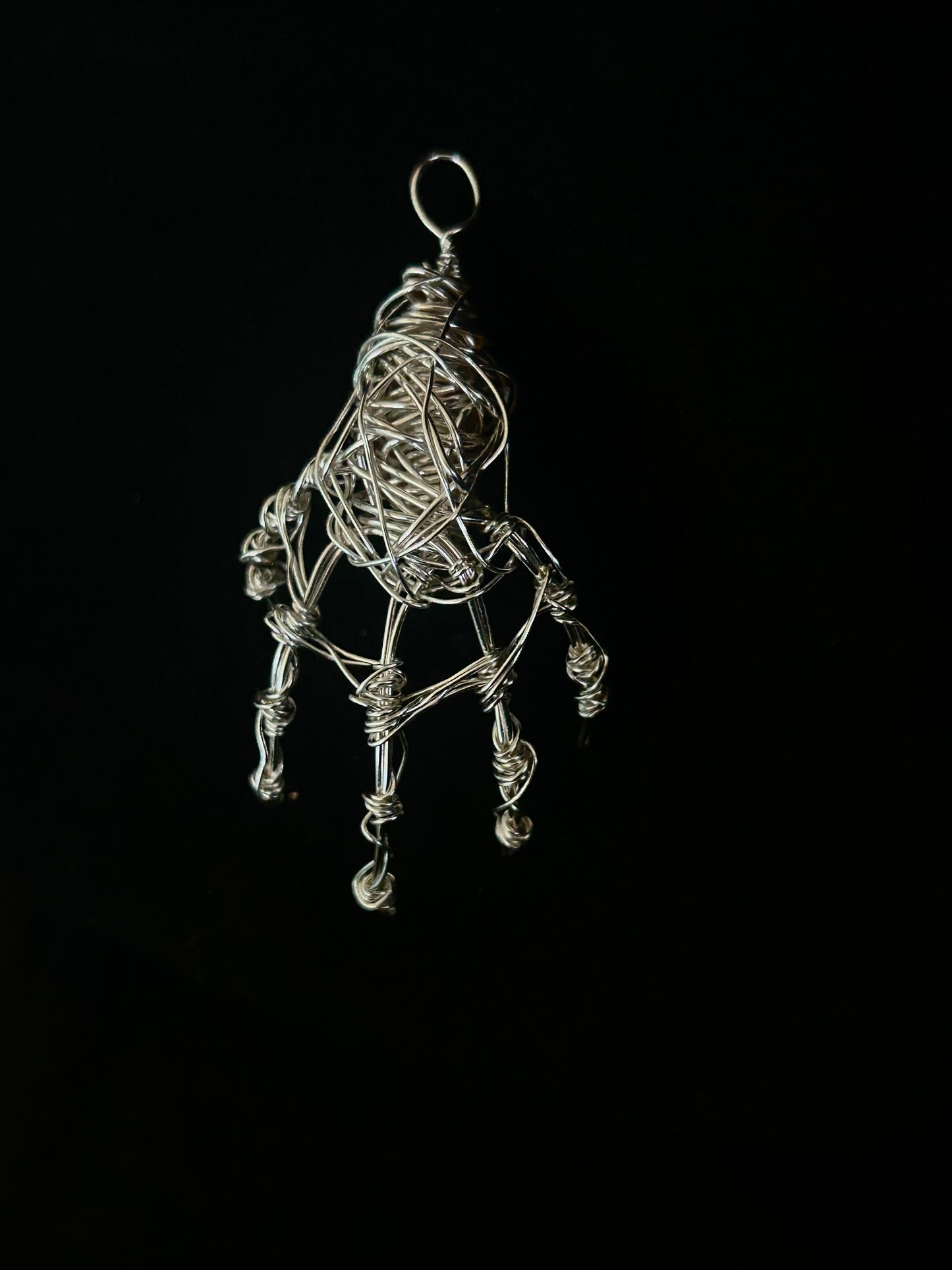 Wire Skeleton Hand Pendant - Silver - Large