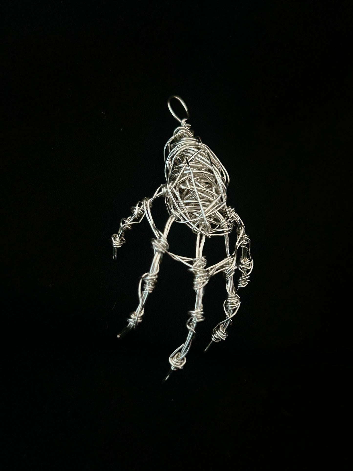 Wire Skeleton Hand Pendant - Silver - Large