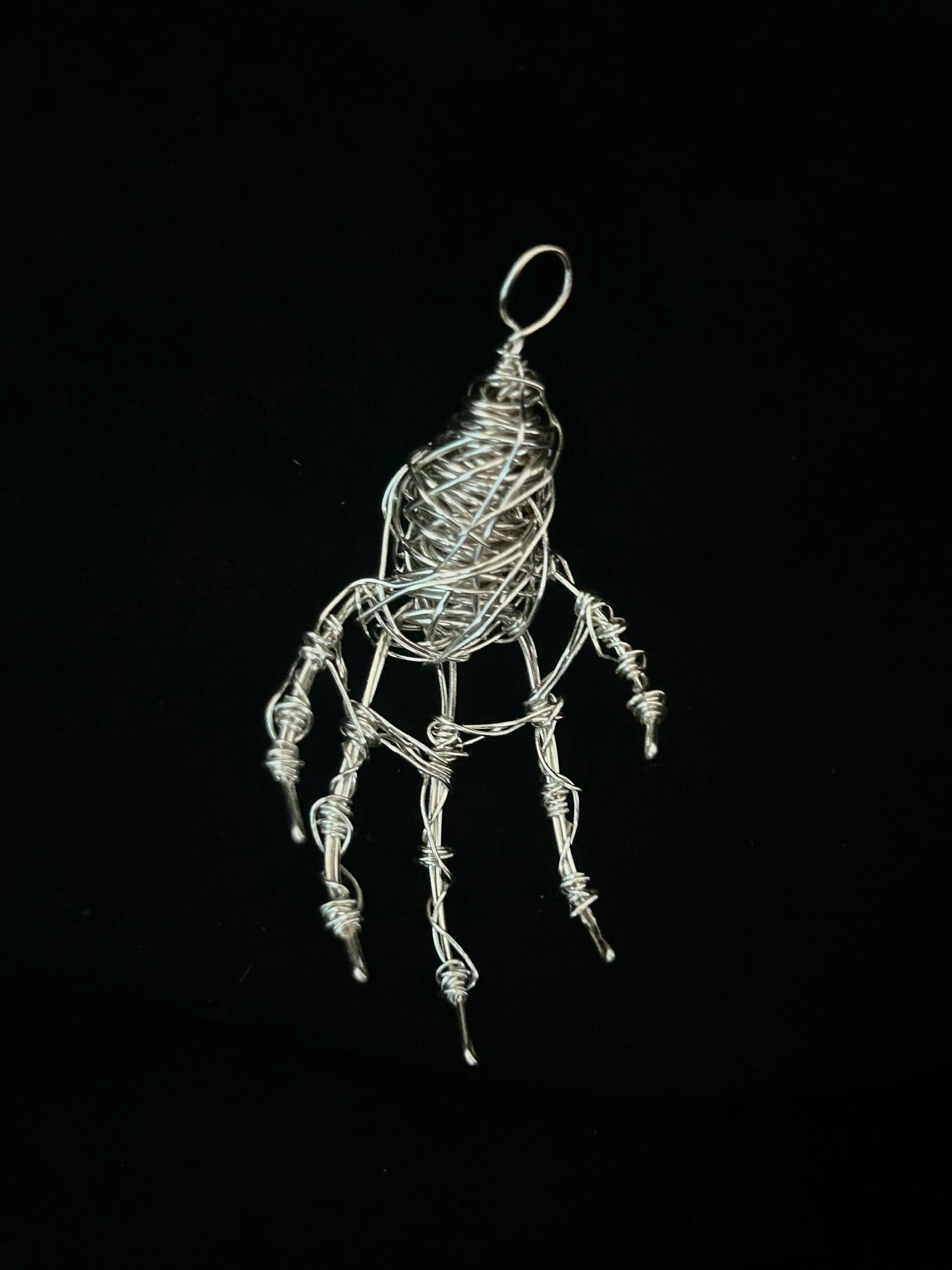 Wire Skeleton Hand Pendant - Silver - Large