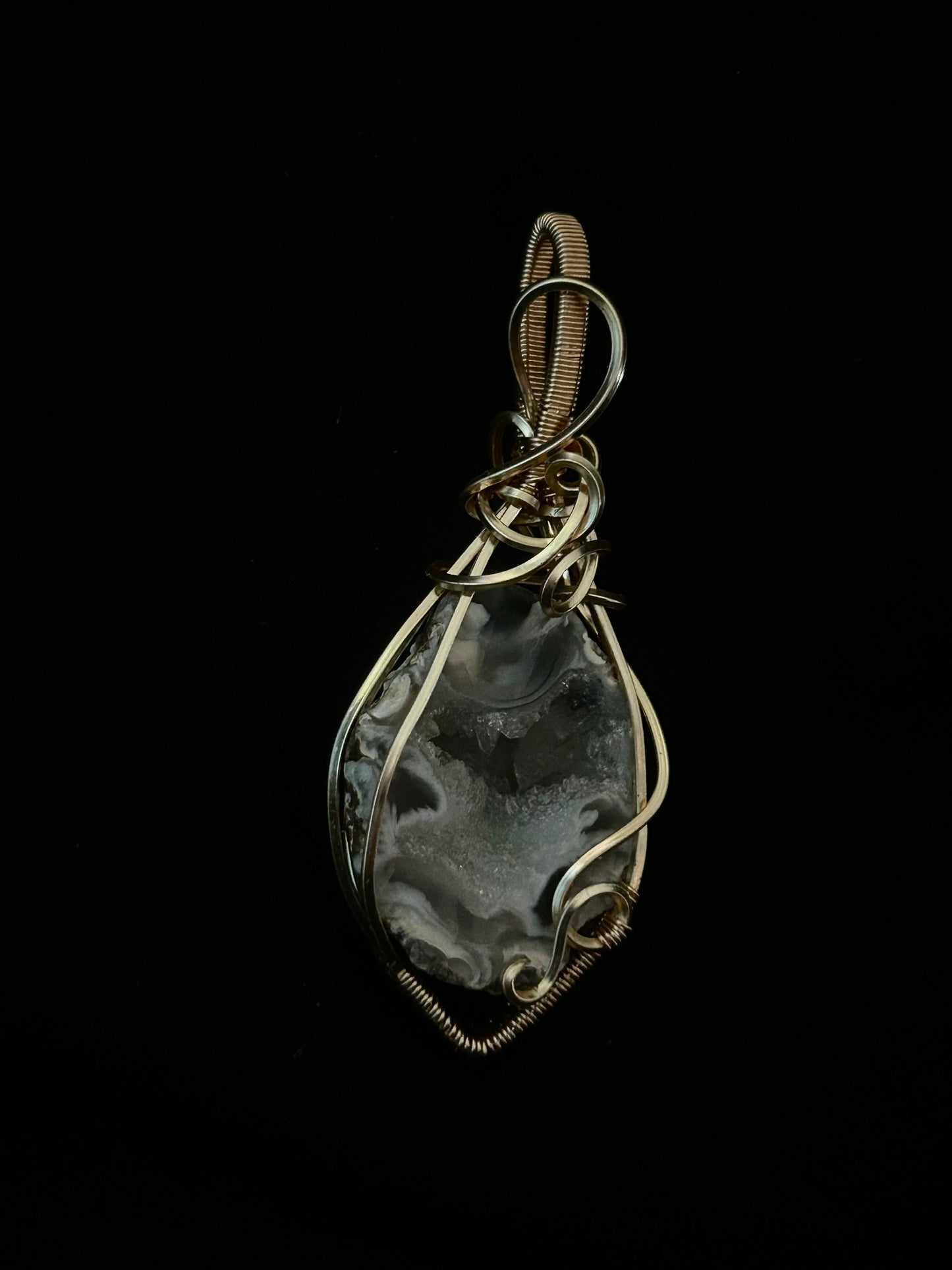 Druzy Agate Geode Pendant - Golden