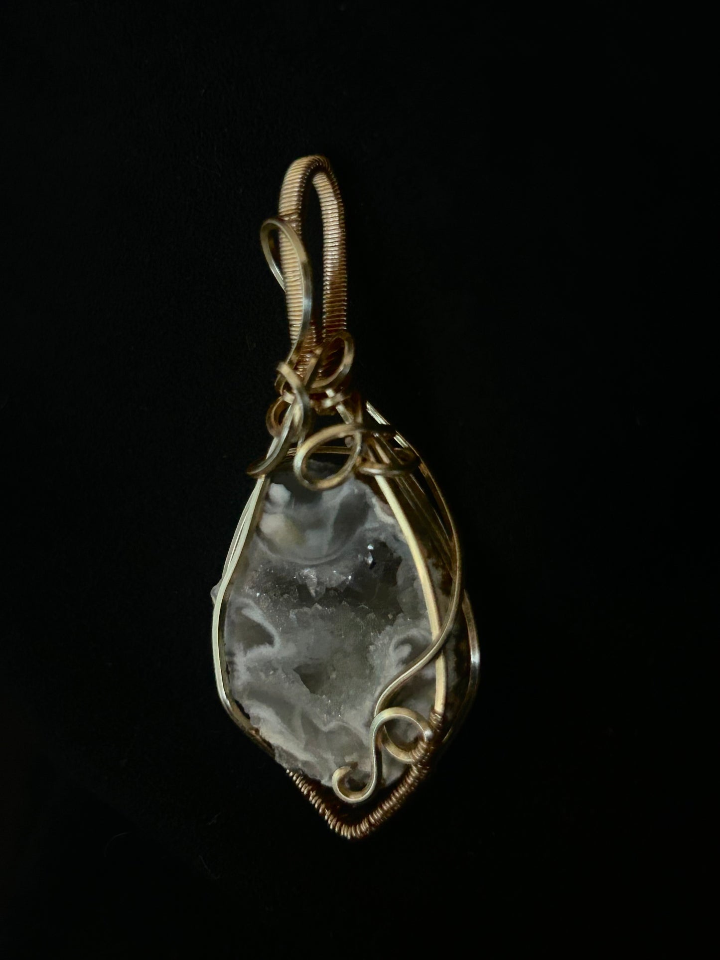 Druzy Agate Geode Pendant - Golden