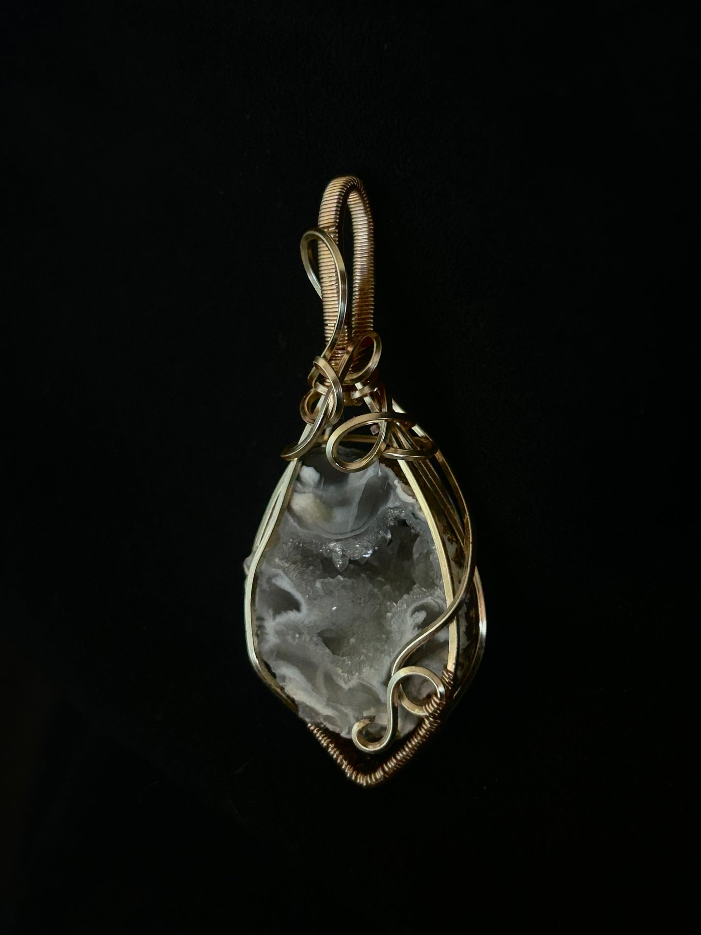 Druzy Agate Geode Pendant - Golden