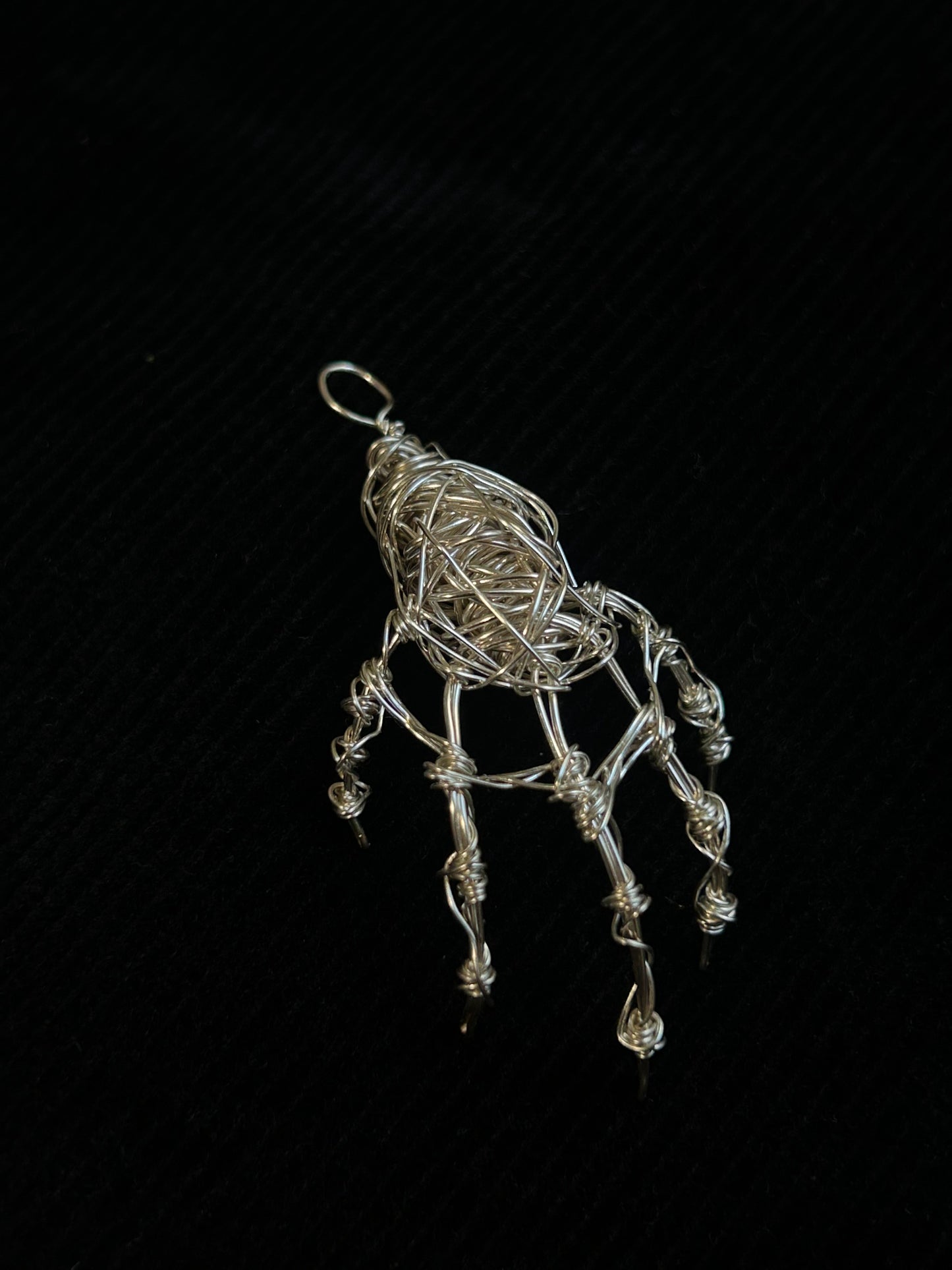 Wire Skeleton Hand Pendant - Silver - Large