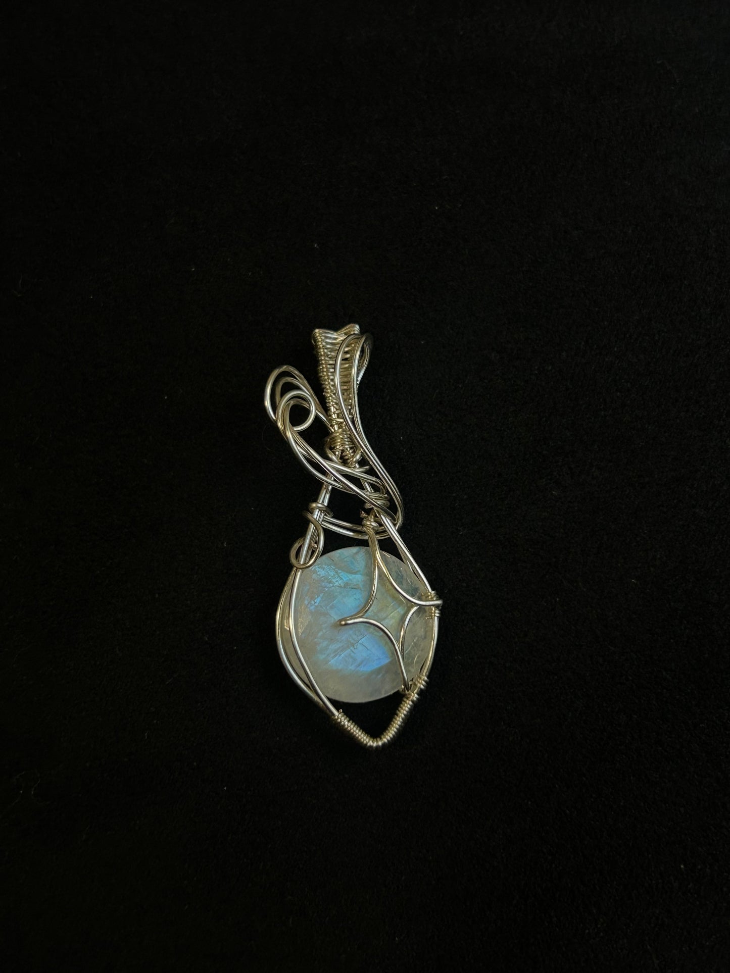 Rainbow Moonstone Sparkle Pendant - Silver