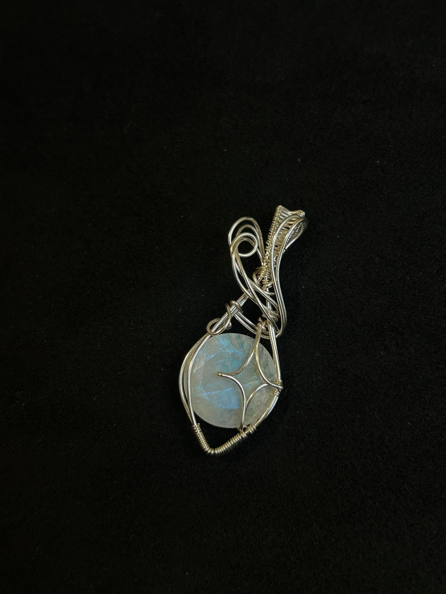Rainbow Moonstone Sparkle Pendant - Silver