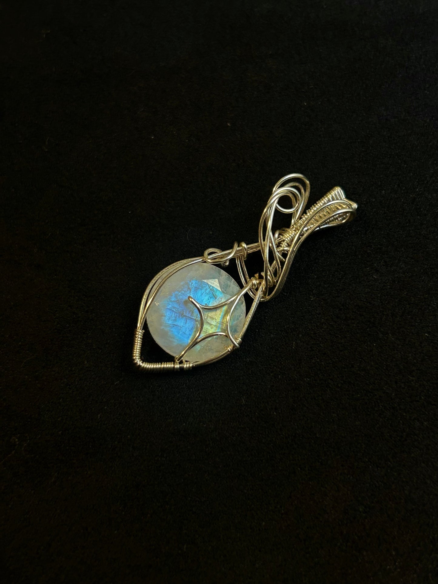 Rainbow Moonstone Sparkle Pendant - Silver