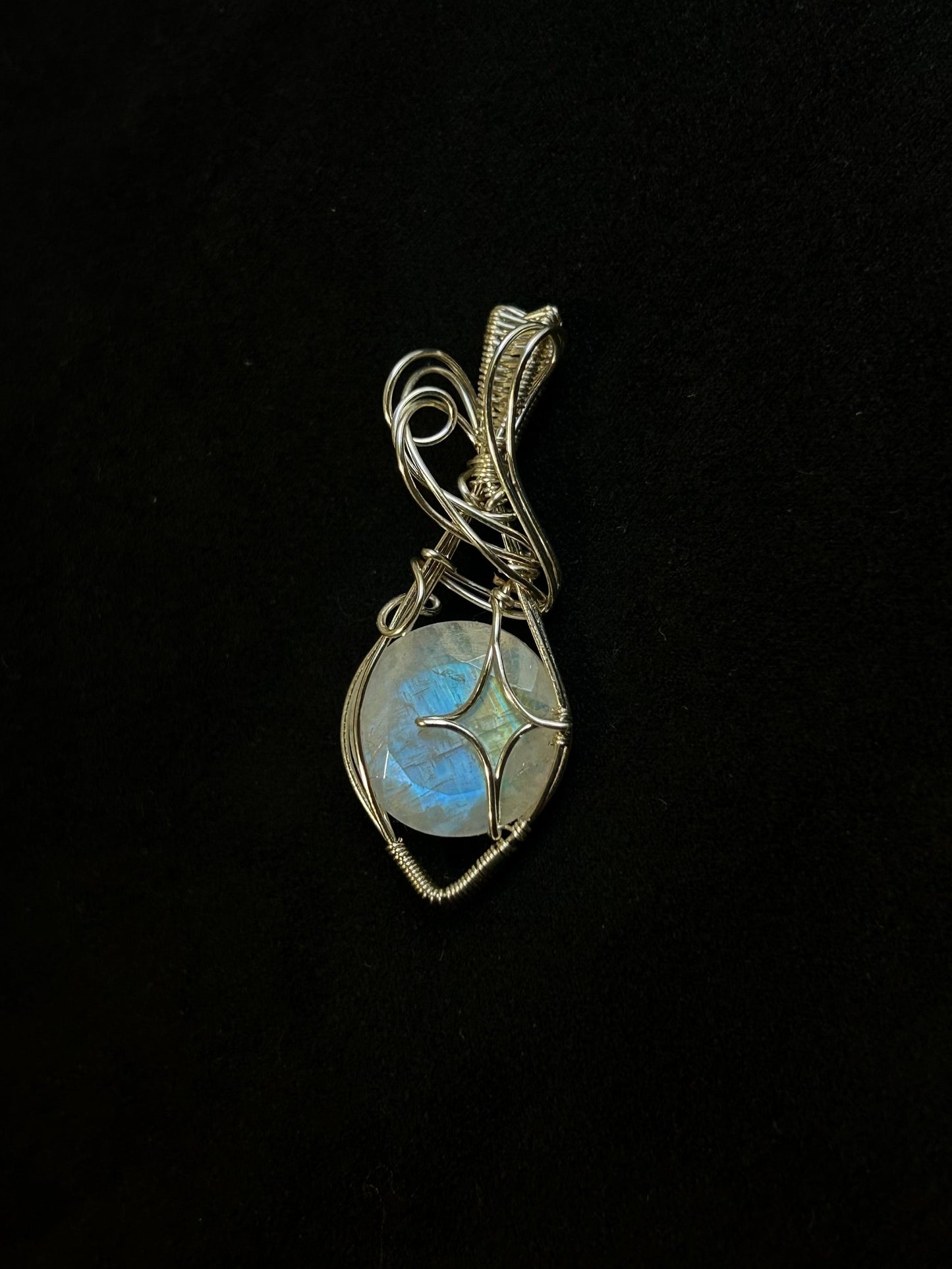 Rainbow Moonstone Sparkle Pendant - Silver