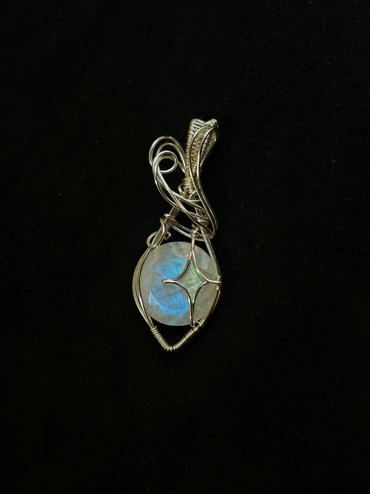 Rainbow Moonstone Sparkle Pendant - Silver