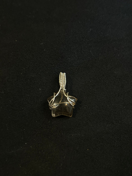 Smoky Quartz Star Pendant - Silver
